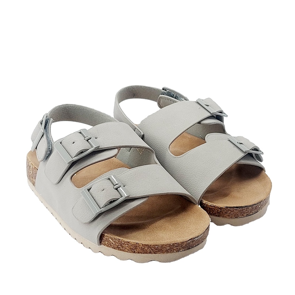 Kids Double Buckle Cork Sandal (EU 25–30) – Light Grey 5