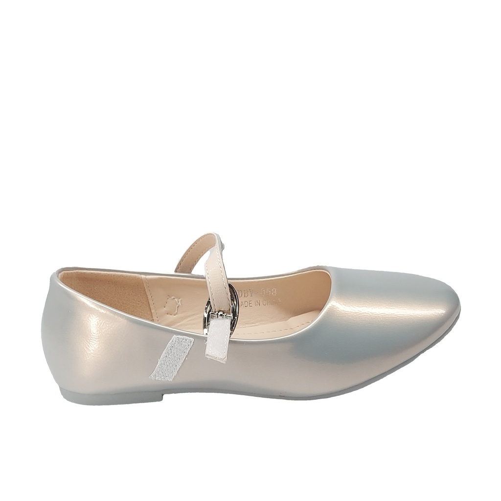 Girls' Mary Jane Shoes with Buckle Strap – Silver 1
