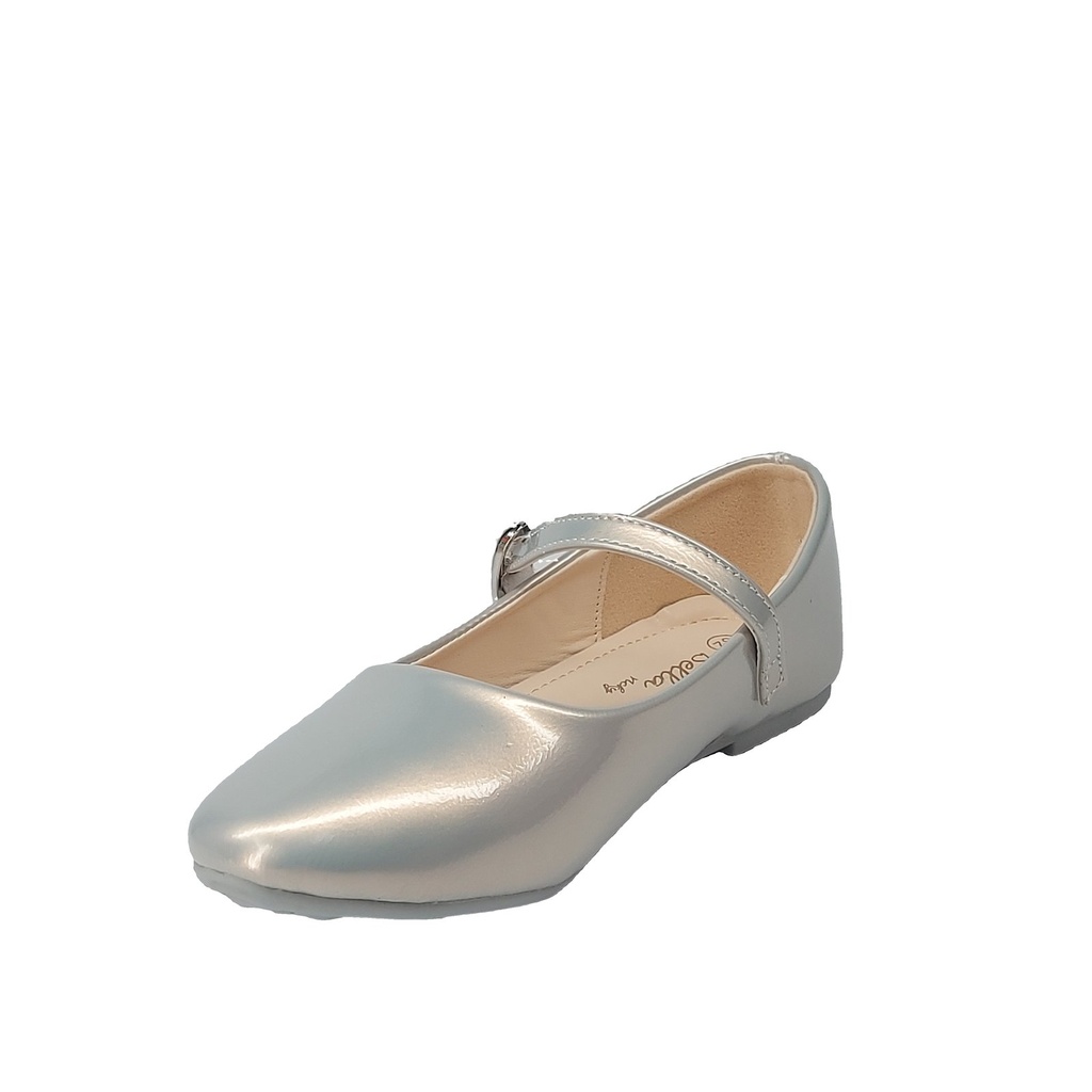 Girls' Mary Jane Shoes with Buckle Strap – Silver 2