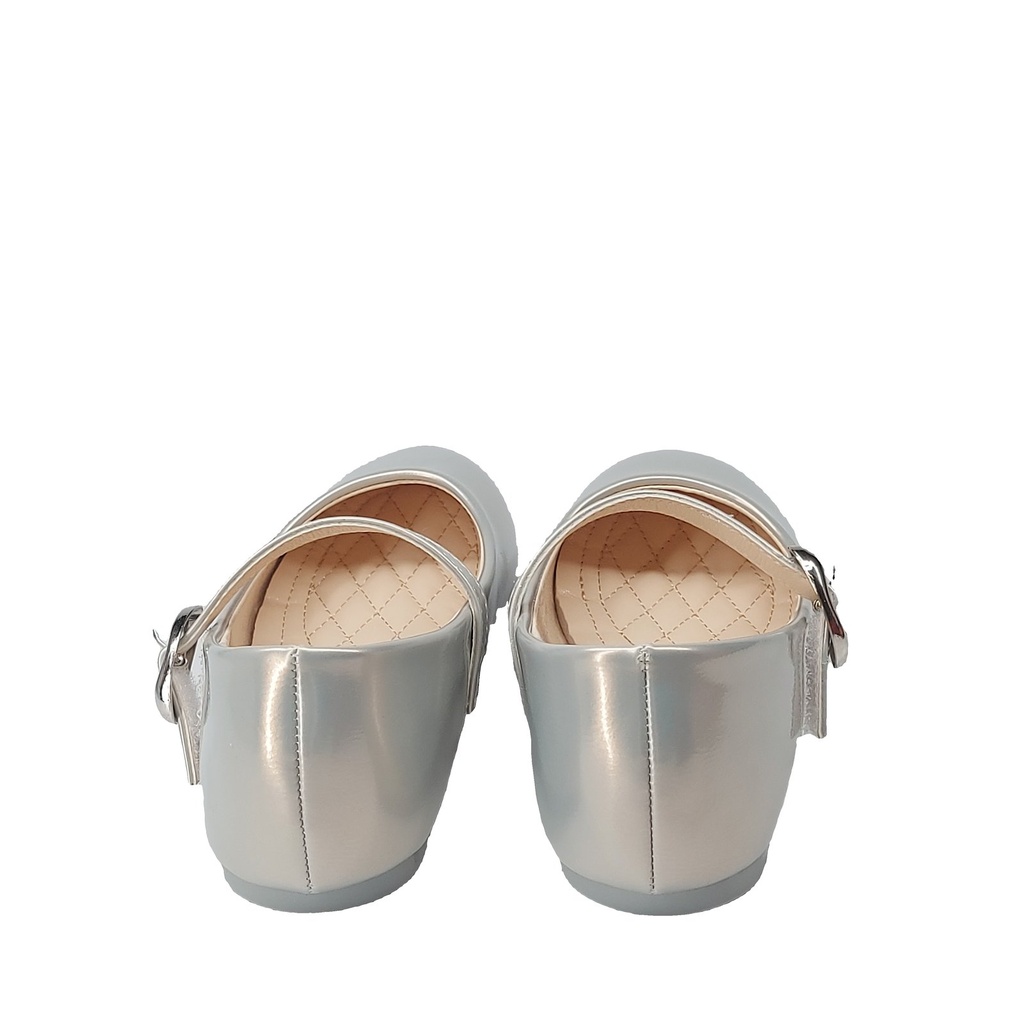 Girls' Mary Jane Shoes with Buckle Strap – Silver 8