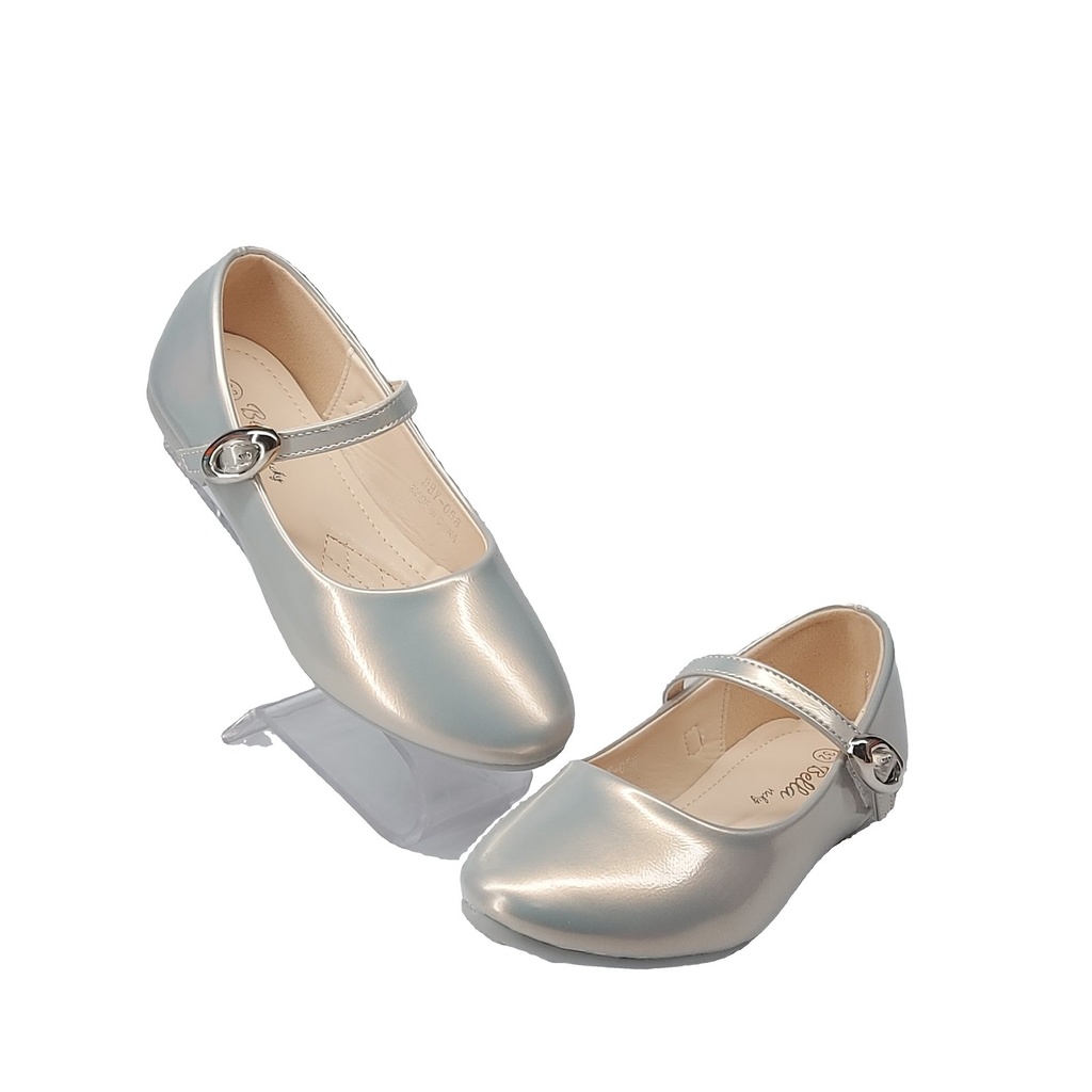 Girls' Mary Jane Shoes with Buckle Strap – Silver 9