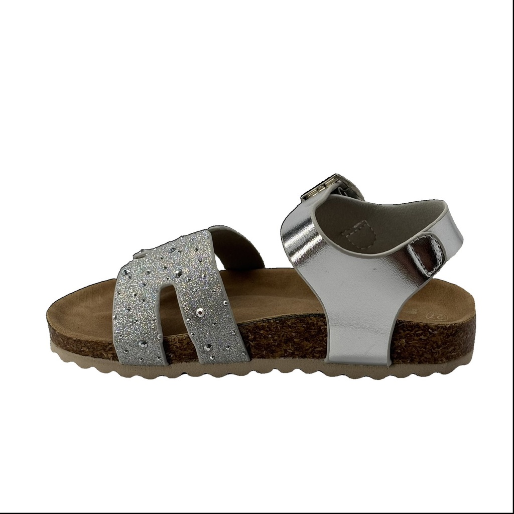 Girls' Glitter Sandal with Ankle Strap – Silver 3