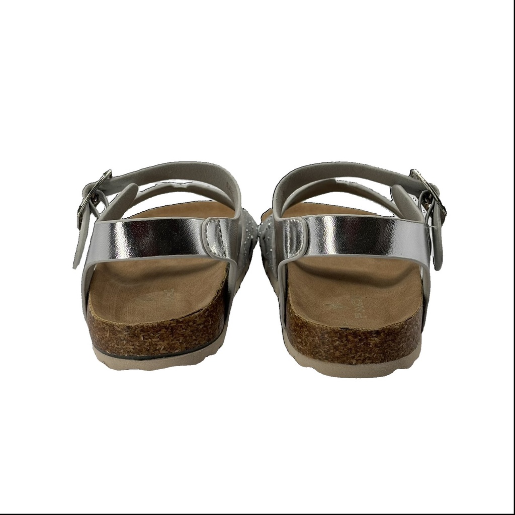 Girls' Glitter Sandal with Ankle Strap – Silver 6