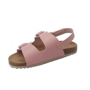 Kids Double Buckle Cork Sandal, Black/Pink/White (EU 25–30) – Pink 2