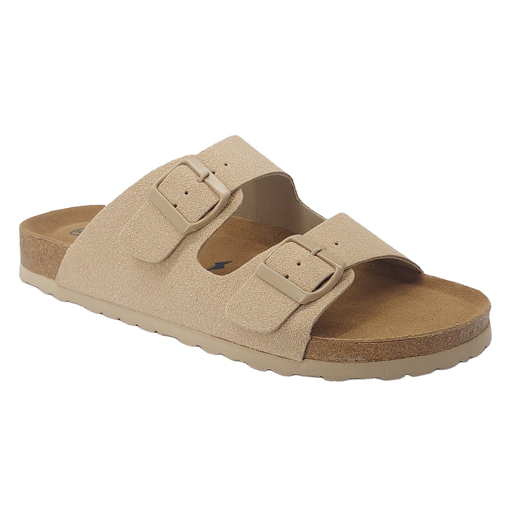 Double Strap Cork Footbed Sandal – Beige 2