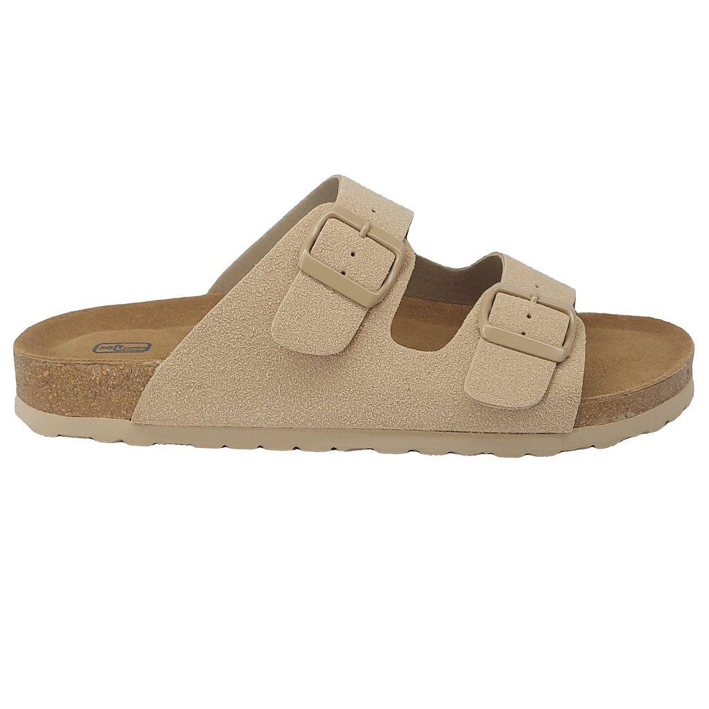Double Strap Cork Footbed Sandal – Beige 3