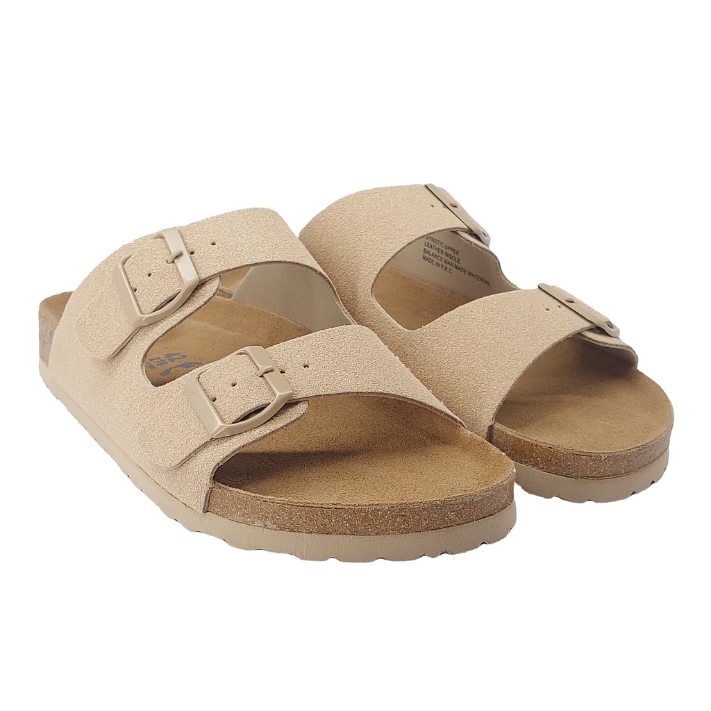 Double Strap Cork Footbed Sandal – Beige 6