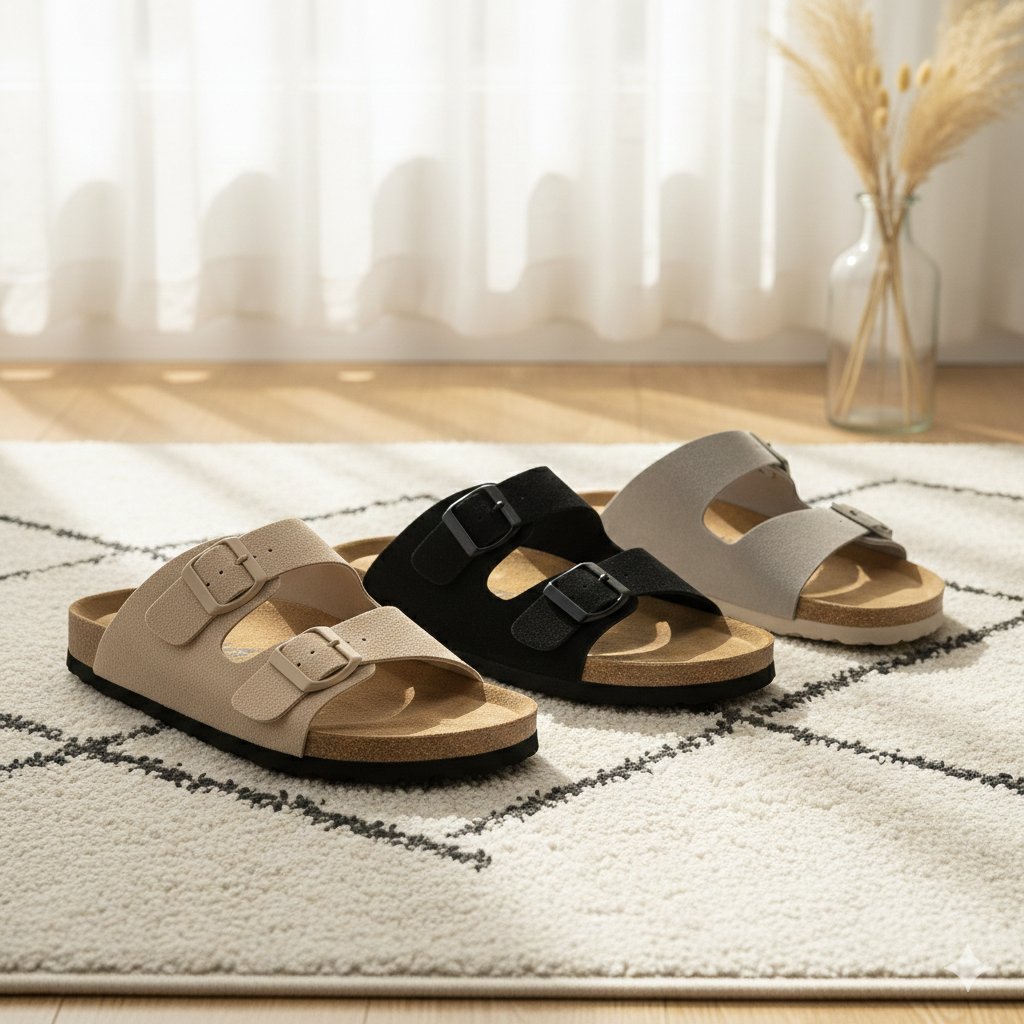 Double Strap Cork Footbed Sandal – all colours