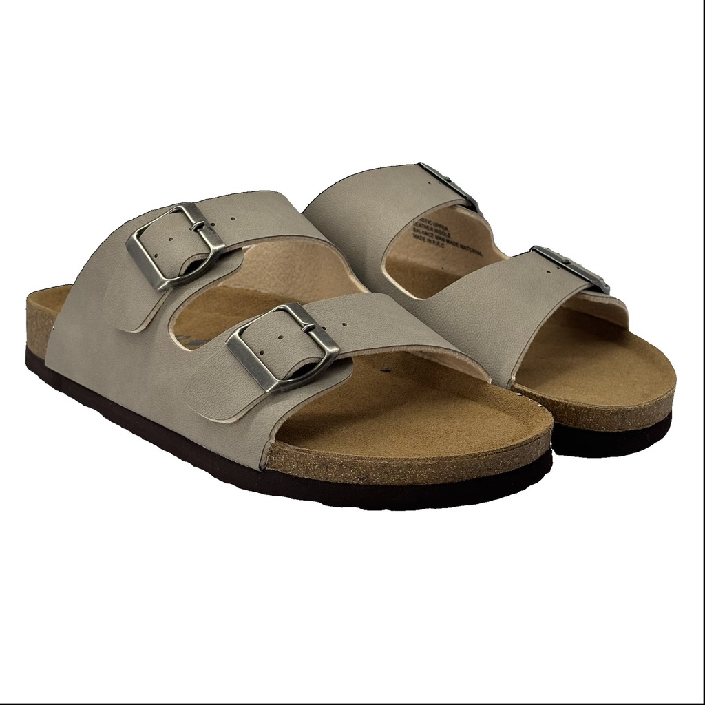 Men's Double Buckle Cork Footbed Sandal – Grey 6
