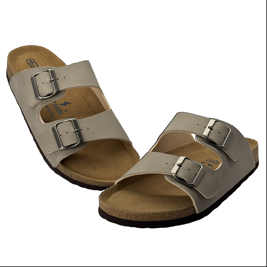 Men's Double Buckle Cork Footbed Sandal – Grey 7