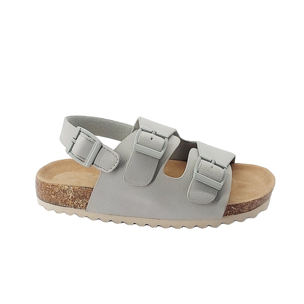 [DBC037-LIGGRE-25] Kids Double Buckle Cork Sandal (EU 25–30) (Light Grey, 25)